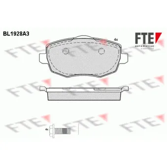Jeu de 4 plaquettes de frein avant FTE BL1928A3