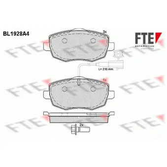 Jeu de 4 plaquettes de frein avant FTE BL1928A4