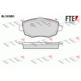 Jeu de 4 plaquettes de frein avant FTE BL1928B3