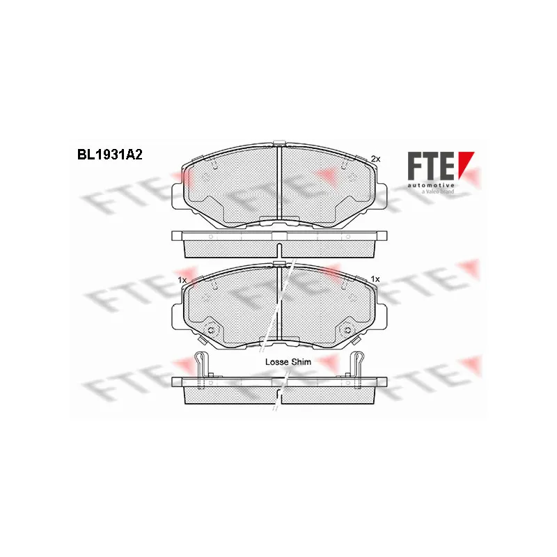 Jeu de 4 plaquettes de frein avant FTE BL1931A2
