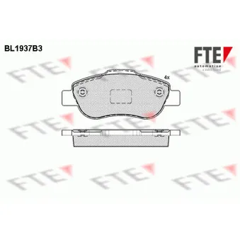 Jeu de 4 plaquettes de frein avant FTE BL1937B3