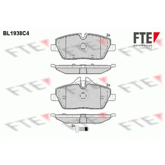 Jeu de 4 plaquettes de frein avant FTE BL1938C4
