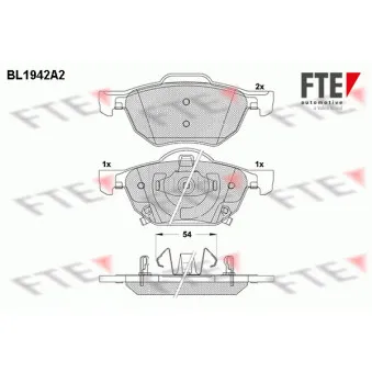 Jeu de 4 plaquettes de frein avant FTE BL1942A2