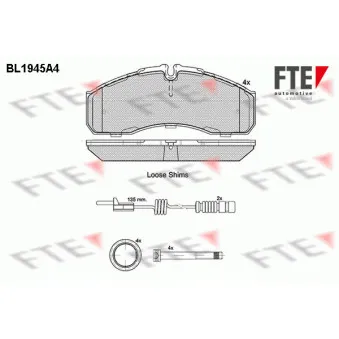 Jeu de 4 plaquettes de frein avant FTE BL1945A4