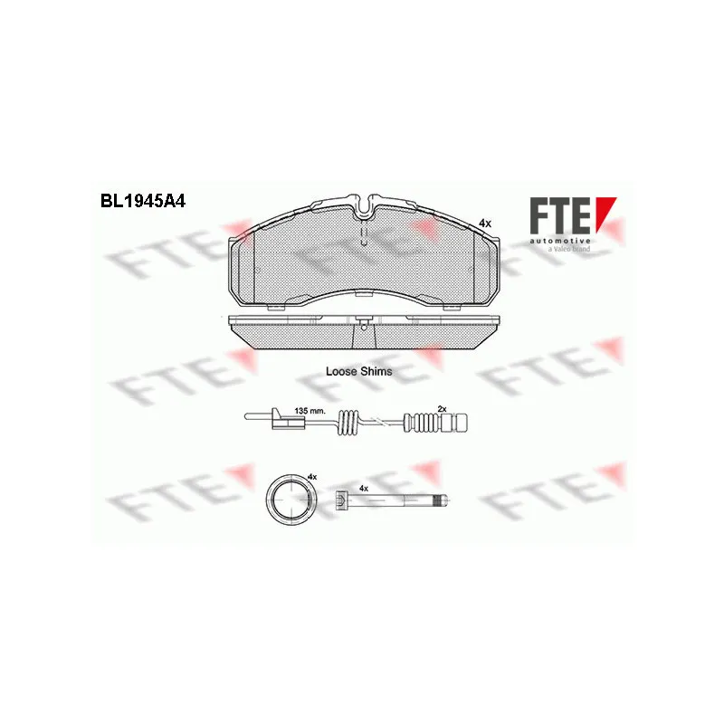 Jeu de 4 plaquettes de frein avant FTE BL1945A4