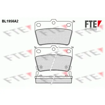 Jeu de 4 plaquettes de frein arrière FTE BL1956A2