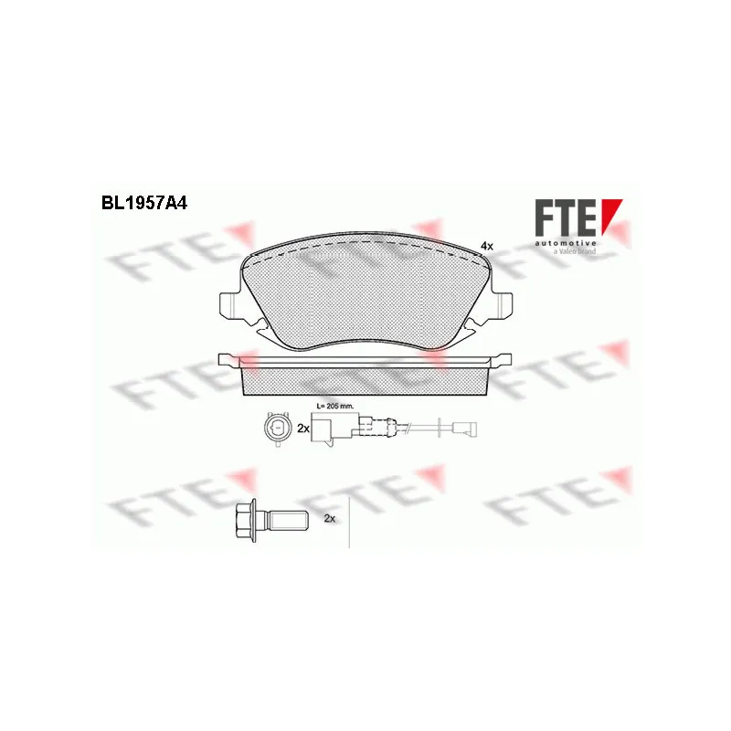 Jeu de 4 plaquettes de frein avant FTE BL1957A4