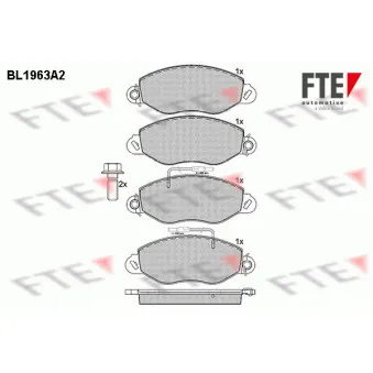 Jeu de 4 plaquettes de frein avant FTE BL1963A2