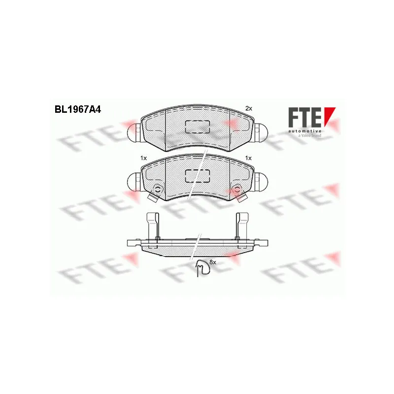 Jeu de 4 plaquettes de frein avant FTE BL1967A4