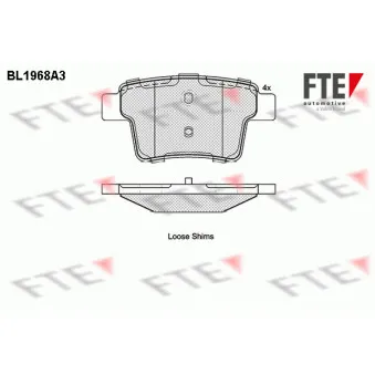 Jeu de 4 plaquettes de frein arrière FTE BL1968A3