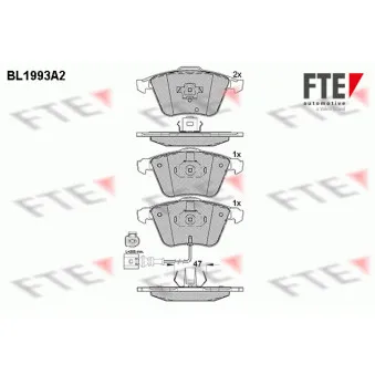 Jeu de 4 plaquettes de frein avant FTE BL1993A2