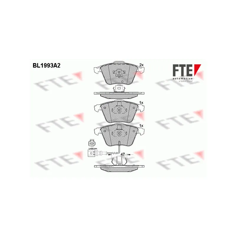 Jeu de 4 plaquettes de frein avant FTE BL1993A2