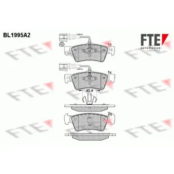 Jeu de 4 plaquettes de frein arrière FTE BL1995A2