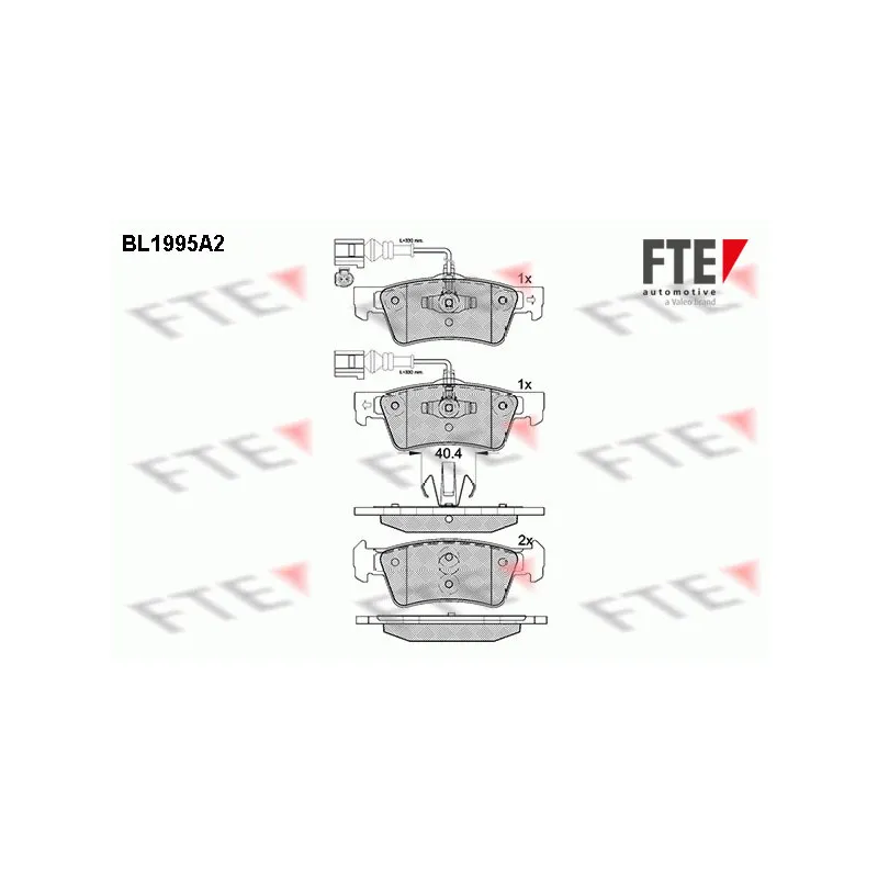 Jeu de 4 plaquettes de frein arrière FTE BL1995A2