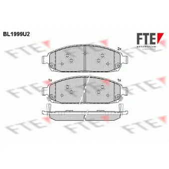 Jeu de 4 plaquettes de frein avant FTE