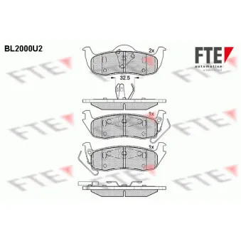 Jeu de 4 plaquettes de frein arrière FTE BL2000U2