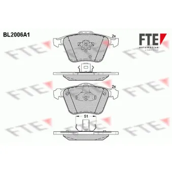 Jeu de 4 plaquettes de frein avant FTE BL2006A1