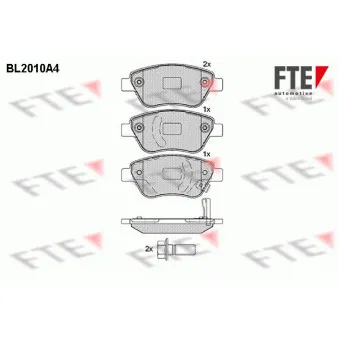 Jeu de 4 plaquettes de frein avant FTE BL2010A4