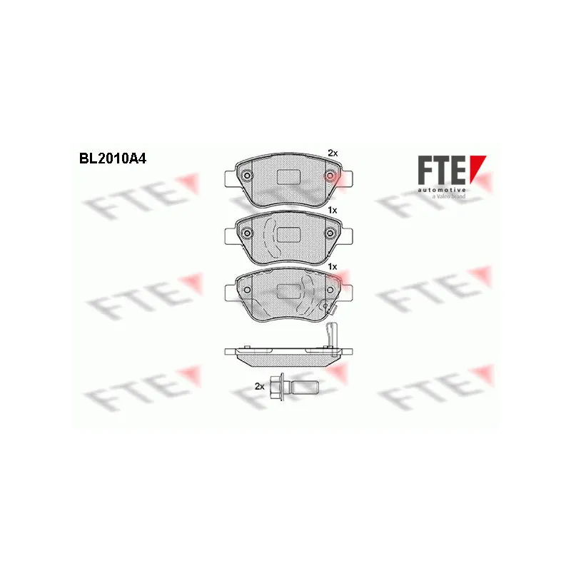 Jeu de 4 plaquettes de frein avant FTE BL2010A4