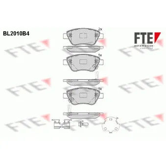 Jeu de 4 plaquettes de frein avant FTE BL2010B4