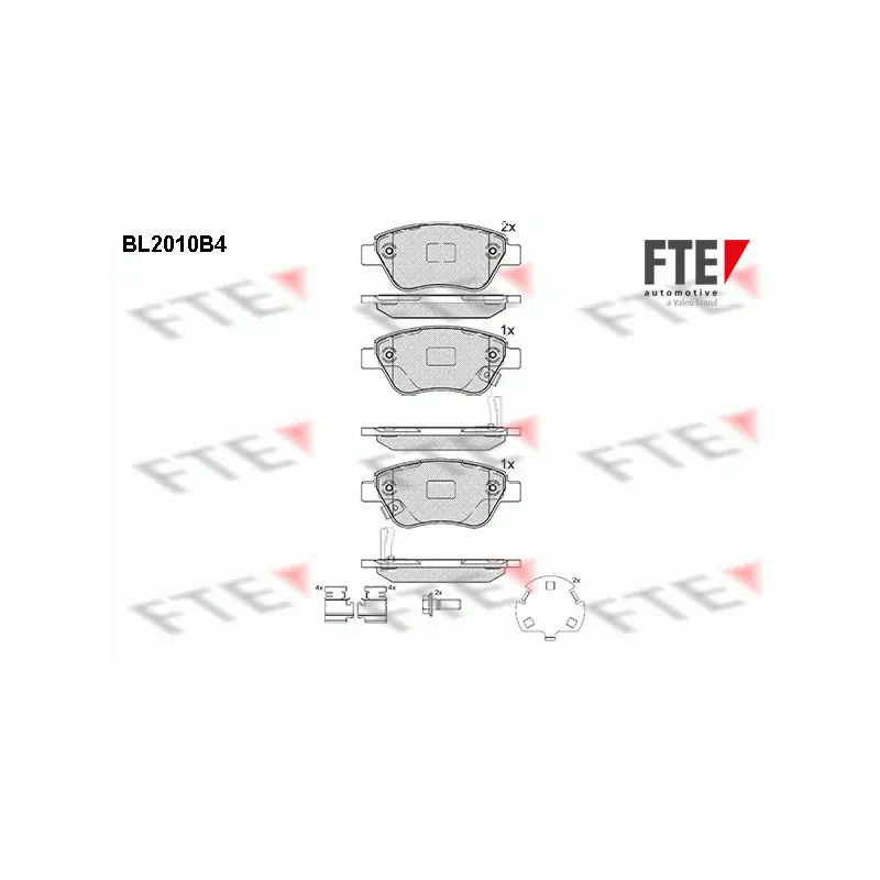 Jeu de 4 plaquettes de frein avant FTE BL2010B4