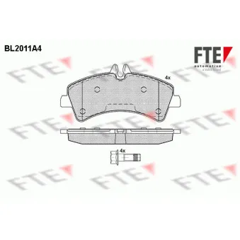 Jeu de 4 plaquettes de frein arrière FTE BL2011A4