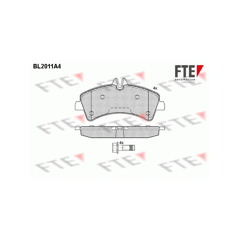 Jeu de 4 plaquettes de frein arrière FTE BL2011A4