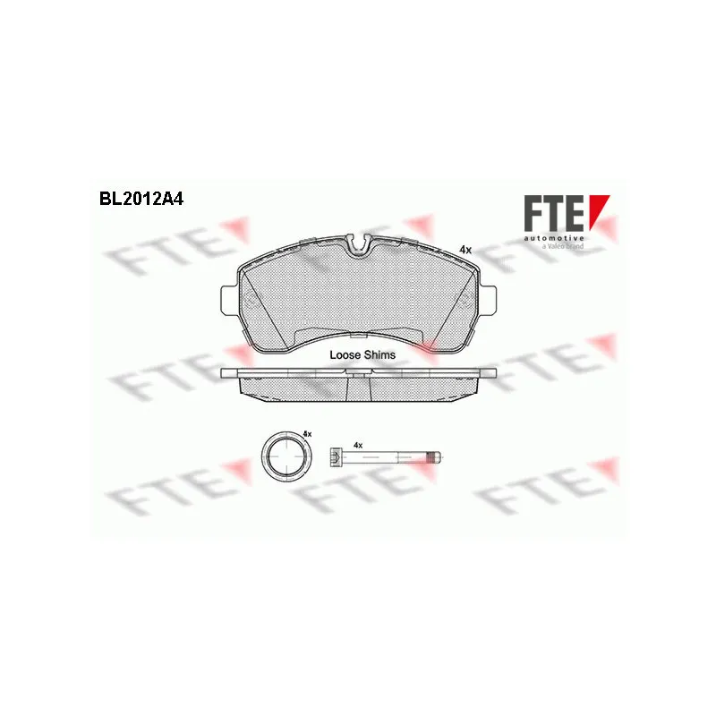 Jeu de 4 plaquettes de frein avant FTE BL2012A4