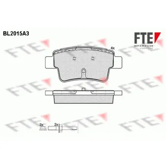 Jeu de 4 plaquettes de frein arrière FTE BL2015A3