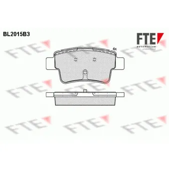 Jeu de 4 plaquettes de frein arrière FTE BL2015B3