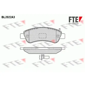 Jeu de 4 plaquettes de frein arrière FTE BL2022A3