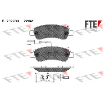 Jeu de 4 plaquettes de frein arrière FTE BL2022B3