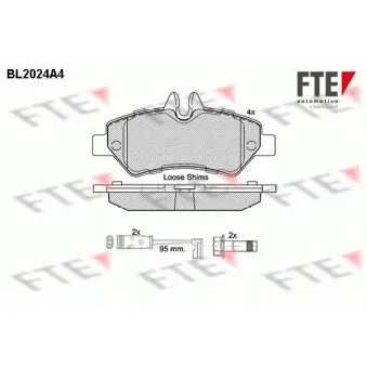 Jeu de 4 plaquettes de frein arrière FTE BL2024A4