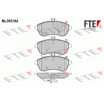 Jeu de 4 plaquettes de frein avant FTE BL2027A4