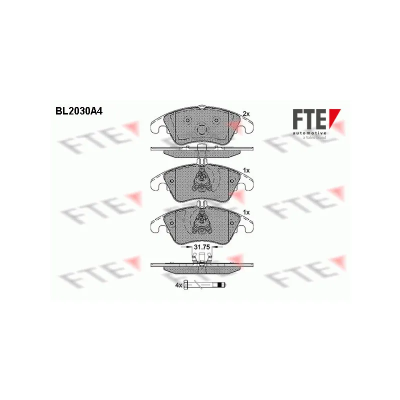 Jeu de 4 plaquettes de frein avant FTE BL2030A4