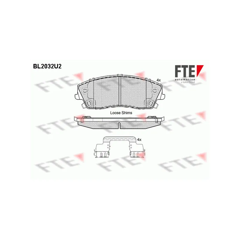 Jeu de 4 plaquettes de frein avant FTE BL2032U2