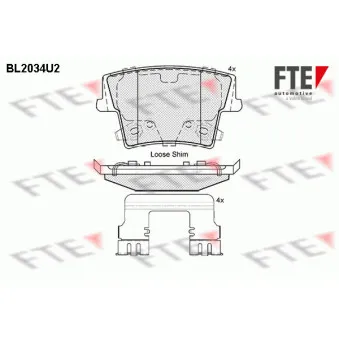 Jeu de 4 plaquettes de frein arrière FTE BL2034U2