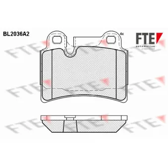 Jeu de 4 plaquettes de frein arrière FTE BL2036A2