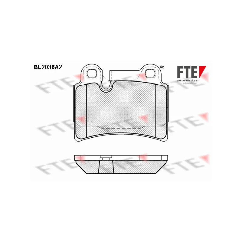 Jeu de 4 plaquettes de frein arrière FTE BL2036A2