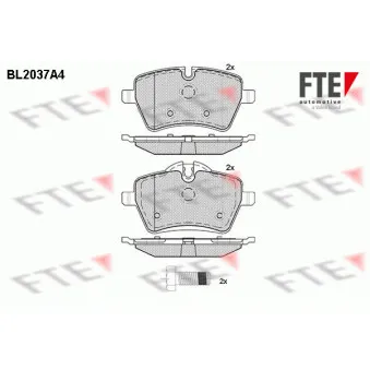 Jeu de 4 plaquettes de frein avant FTE BL2037A4