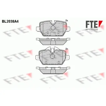 Jeu de 4 plaquettes de frein arrière FTE BL2038A4