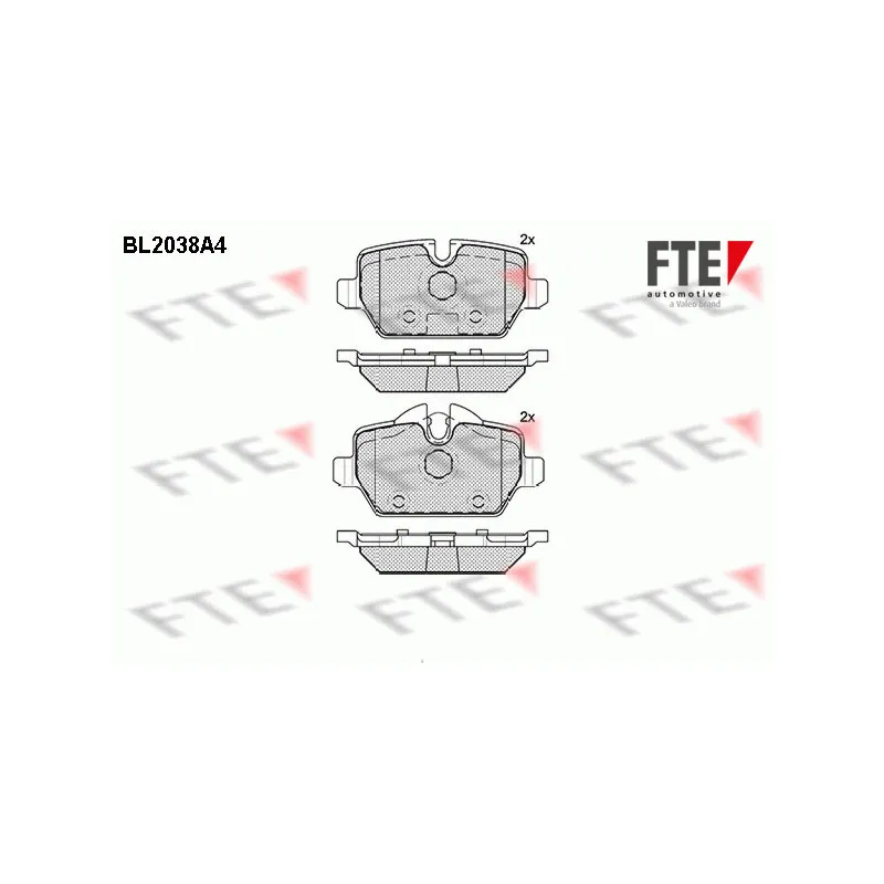 Jeu de 4 plaquettes de frein arrière FTE BL2038A4