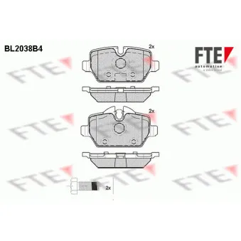 Jeu de 4 plaquettes de frein arrière FTE BL2038B4
