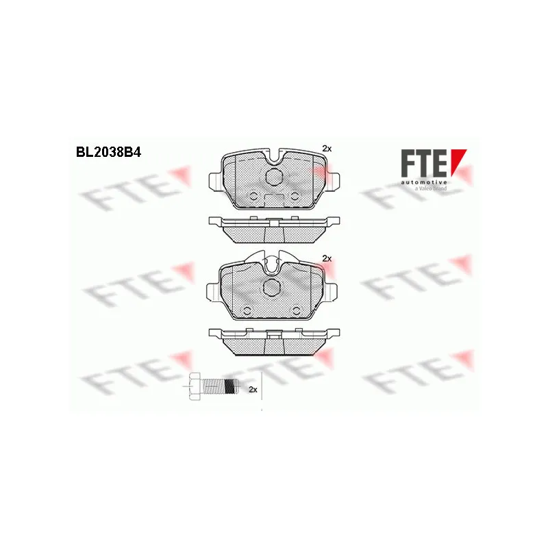 Jeu de 4 plaquettes de frein arrière FTE BL2038B4