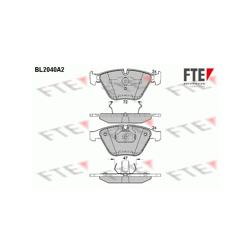Jeu de 4 plaquettes de frein avant FTE BL2040A2
