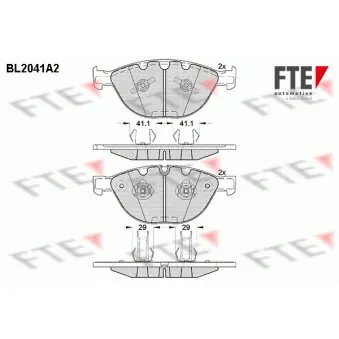 Jeu de 4 plaquettes de frein avant FTE BL2041A2