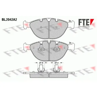 Jeu de 4 plaquettes de frein avant FTE BL2042A2