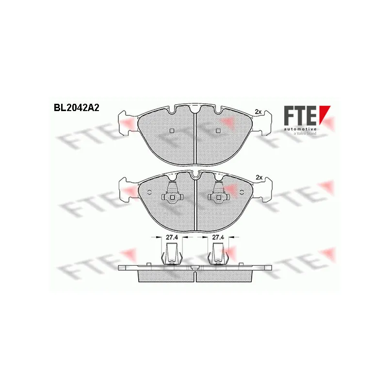Jeu de 4 plaquettes de frein avant FTE BL2042A2