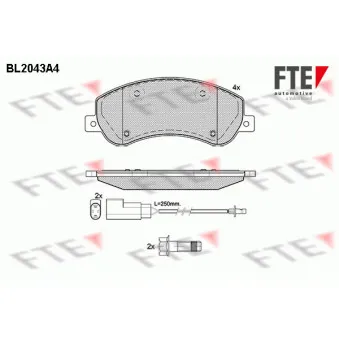 Jeu de 4 plaquettes de frein avant FTE BL2043A4