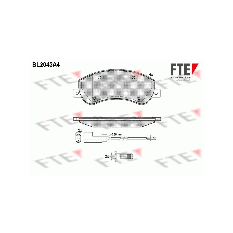 Jeu de 4 plaquettes de frein avant FTE BL2043A4